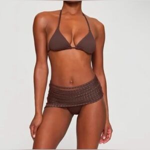 SKIMS 🤎🤎 RHINESTONE SWIM STRAPPY SKIRT COCOA SIZE XXS